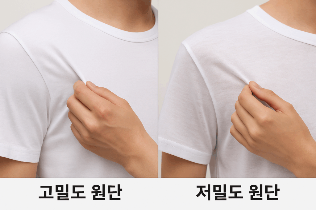 고밀도, 저밀도 원단의 착용감 차이 이미지