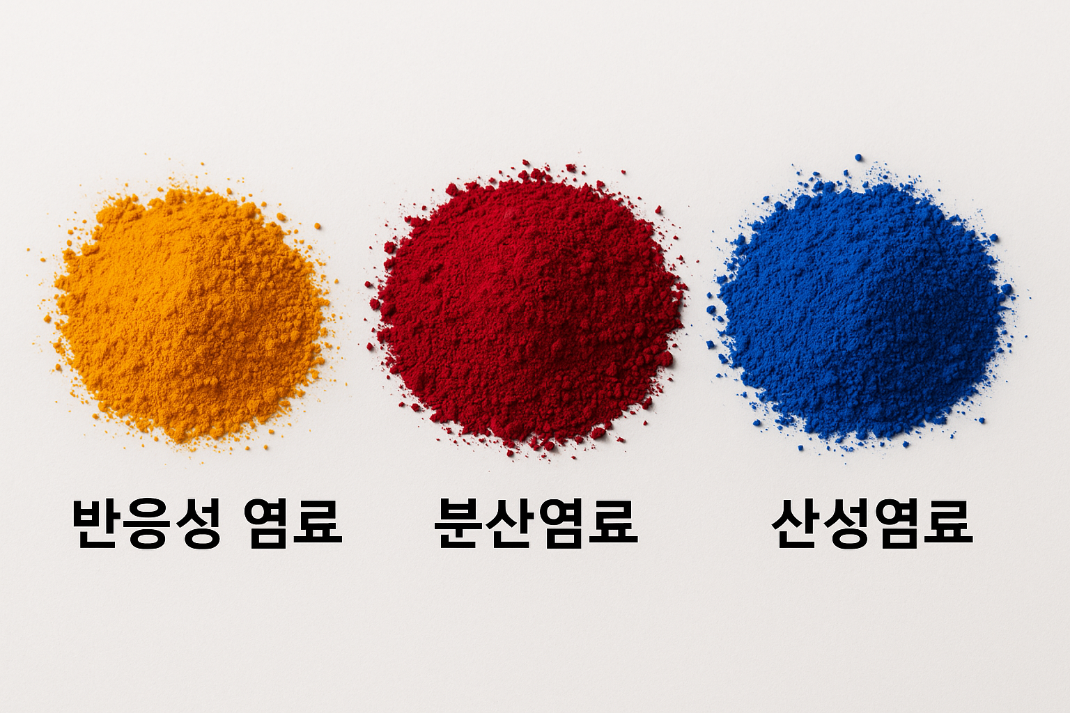 섬유 염색에 사용되는 주요 염료 이미지
